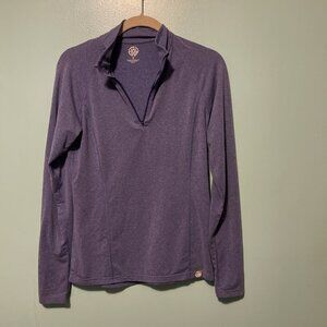 REI CO-OP Pullover Womens Medium Purple 1/4 Zip Hooded Active Outdoors